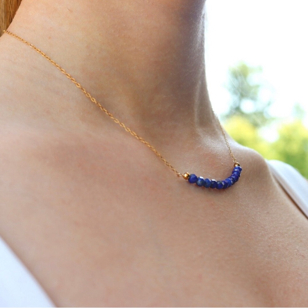 Lapis Bar Necklace in 14k gold filled - Picture 3 of 5